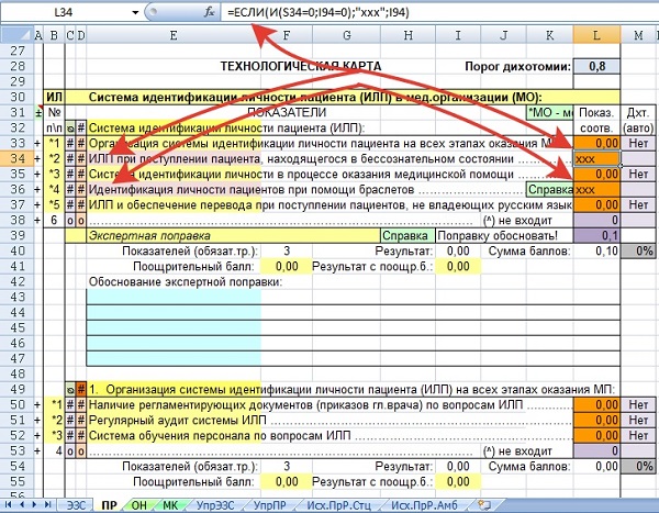 Рис.4. Показатели, относящиеся только к стационарным условиям оказания медицинской помощи, отключились в блоке высшего уровня листа оценки соответствия требованиям раздела Практических рекомендаций Росздравнадзора «Идентификация личности пациента» в АЭТК